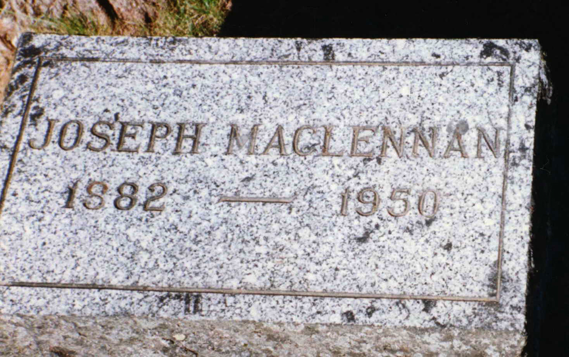 Photo of headstones/Joseph MacLennan 1882-1950 hdstn Nelson Memorial Pk BC
